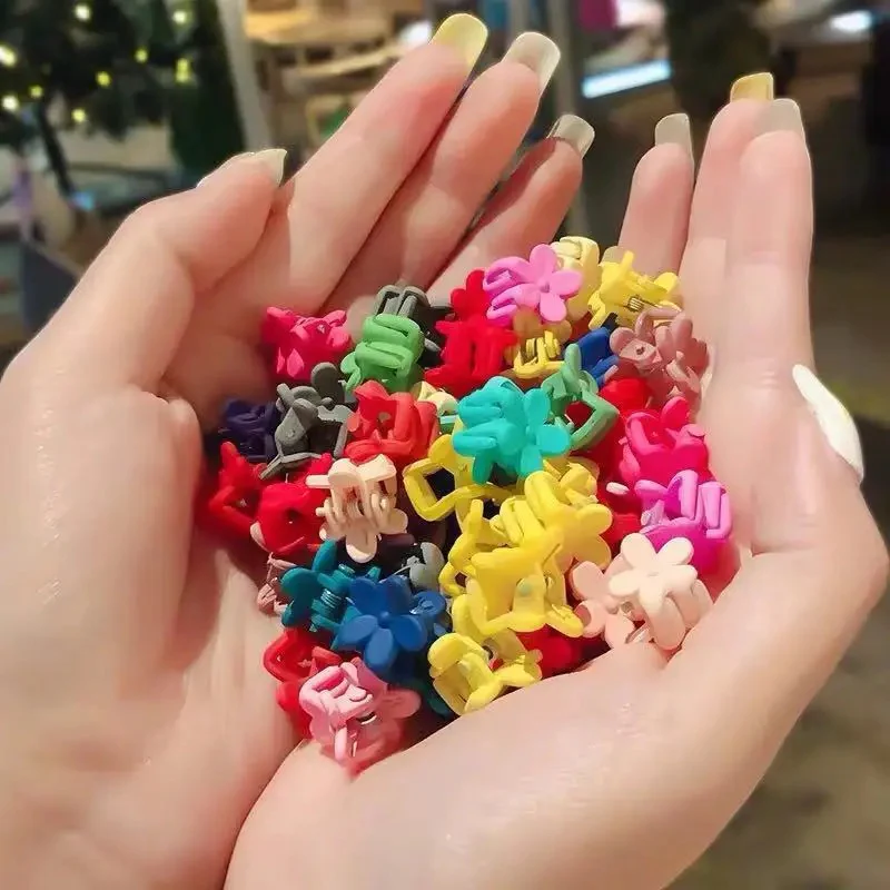 Korean Tiny Cute Floral Hair Clips- random colours - Image 6