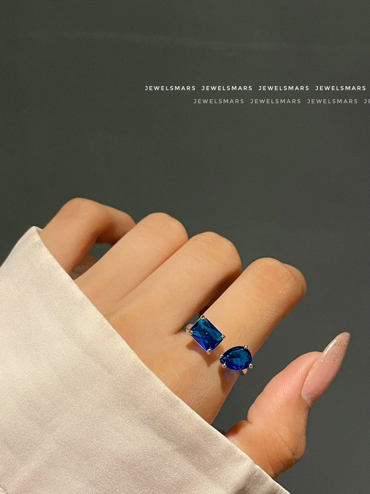 Kylie Geometric Ring- Royal blue - Image 2