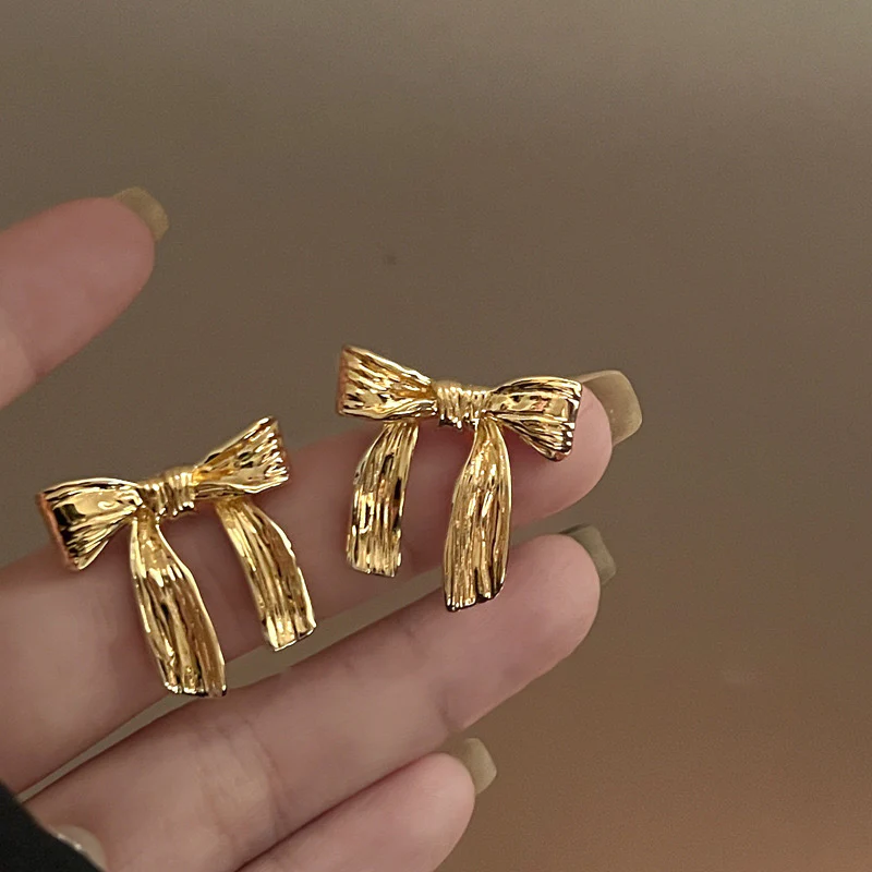 Laced in Gold Bow Earrings - Image 6