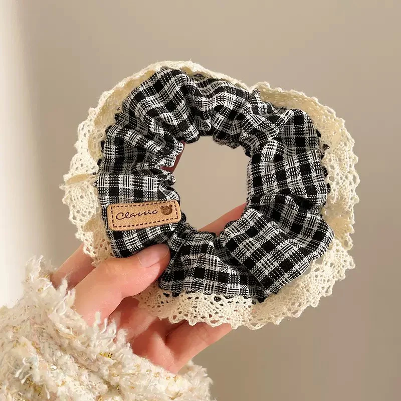 Lacey Ruffle Plaid Scrunchie - Image 3