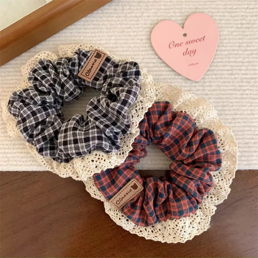 Lacey Ruffle Plaid Scrunchie - Image 4