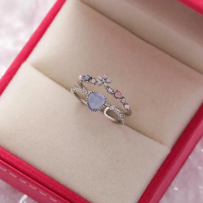 Layered Heart Ring- blue - Image 2