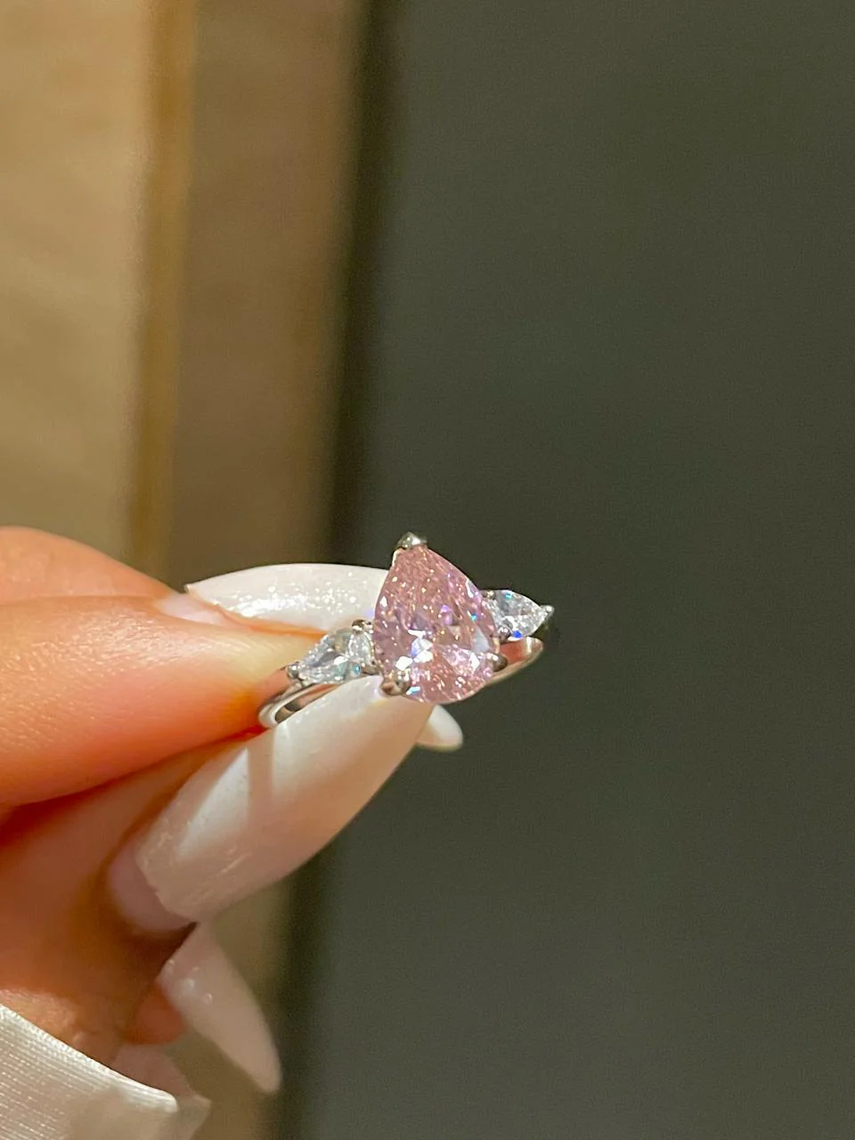 Lily drop Ring- pink - Image 3