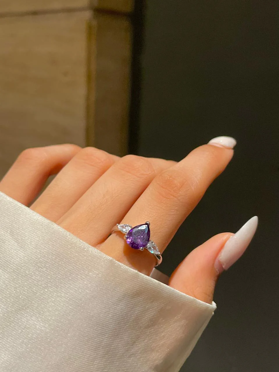 Lily drop Ring- purple - Image 5