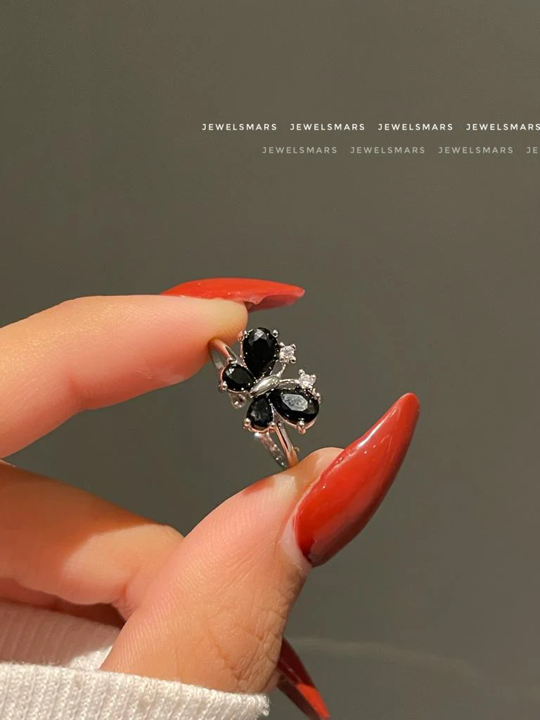 Little Butterfly Ring- black - Image 2