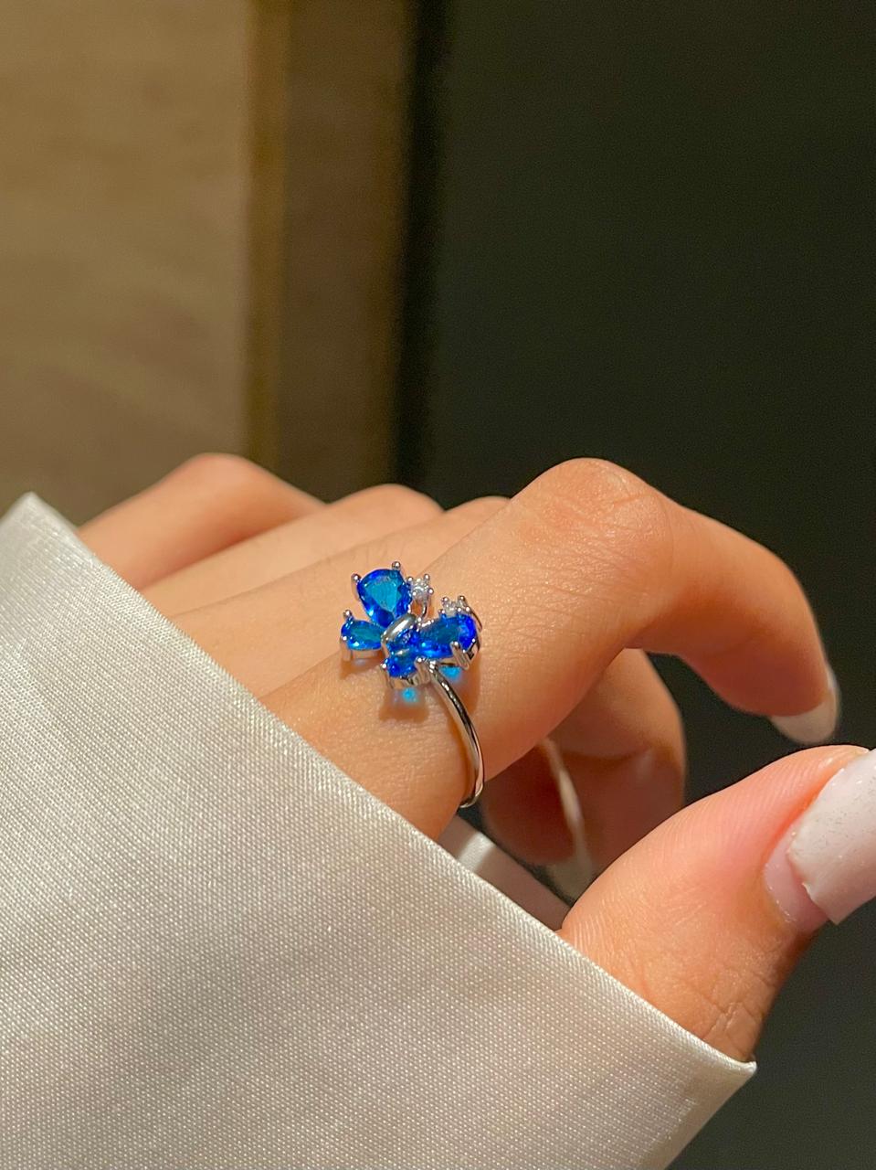 Little Butterfly Ring- blue - Image 3