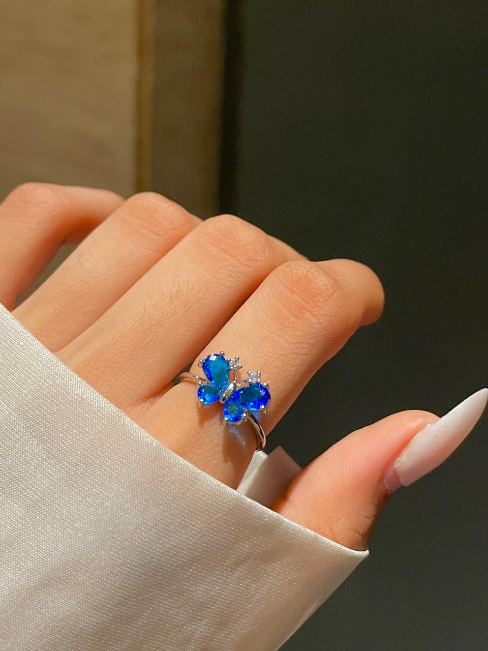 Little Butterfly Ring- blue - Image 4