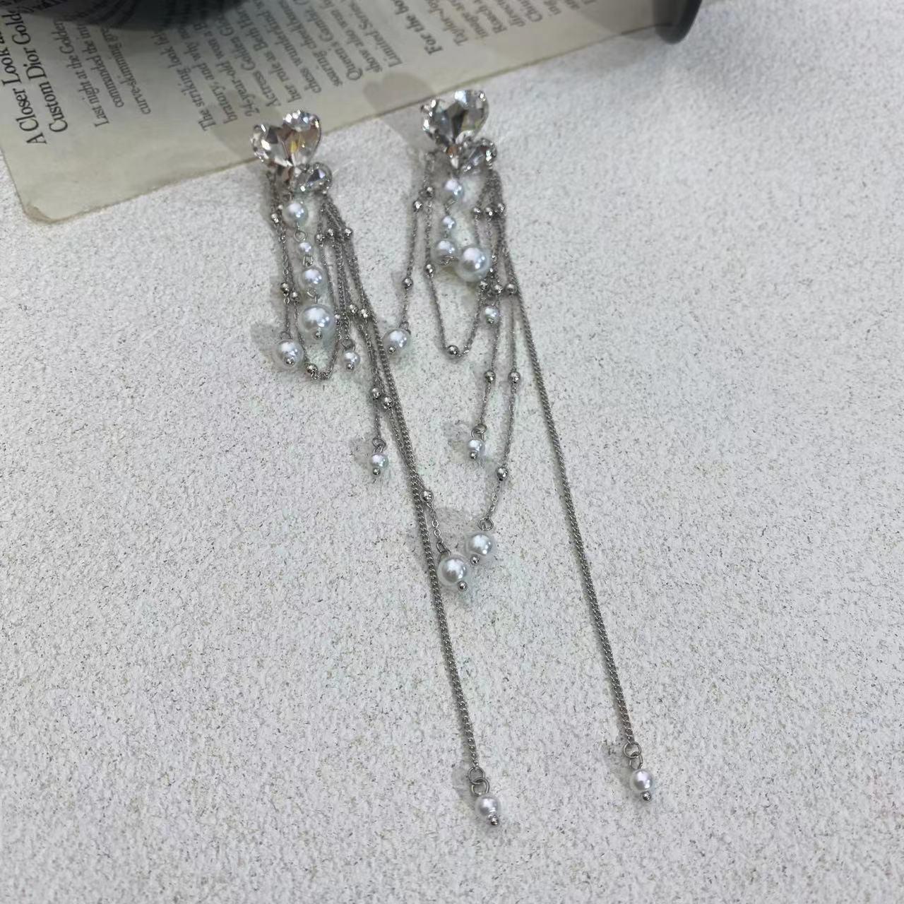 Long Heart Drop Earrings - Image 2