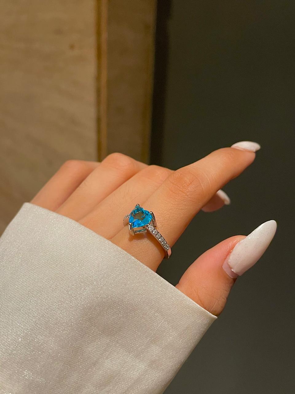 Love Heart Ring- teal blue - Image 2