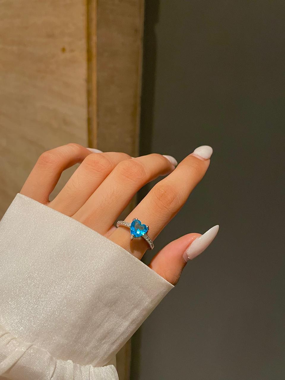 Love Heart Ring- teal blue - Image 3