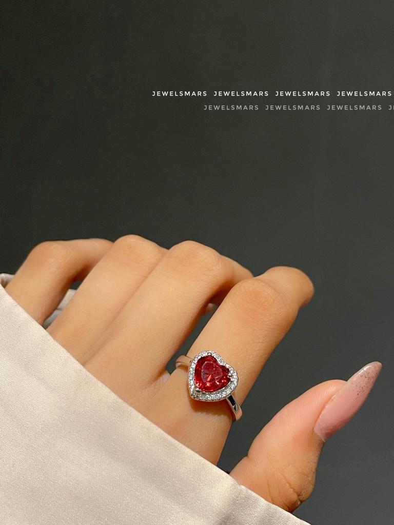 Lovely Heart Ring - red