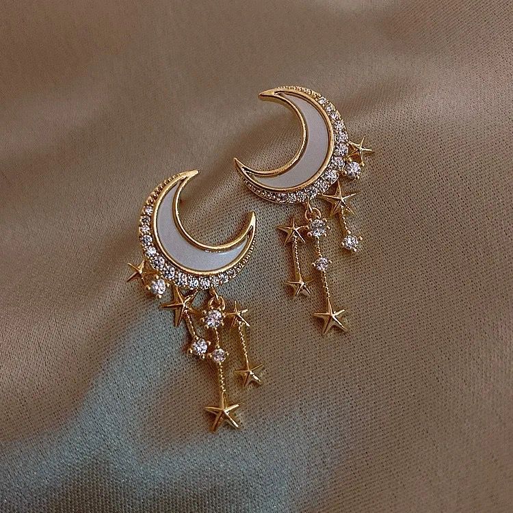Lover’s Moon Star Drop Earrings - Image 2