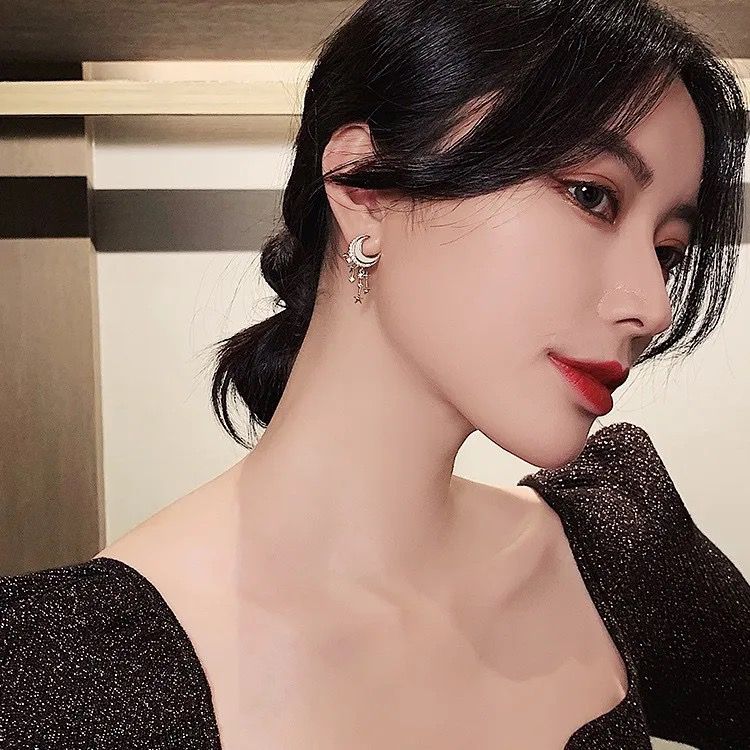 Lover’s Moon Star Drop Earrings - Image 3