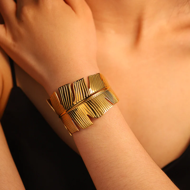 Lucid Leaf Cutout Cuff Bracelet