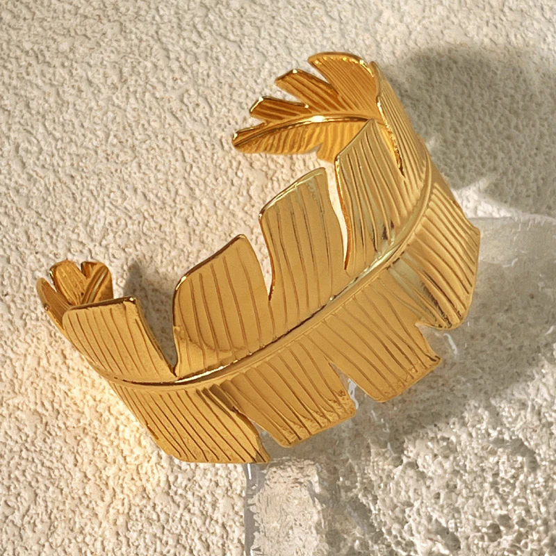 Lucid Leaf Cutout Cuff Bracelet - Image 2