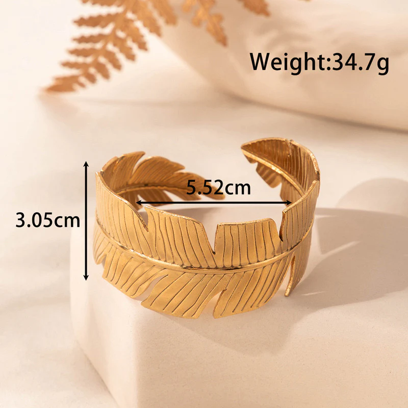 Lucid Leaf Cutout Cuff Bracelet - Image 5