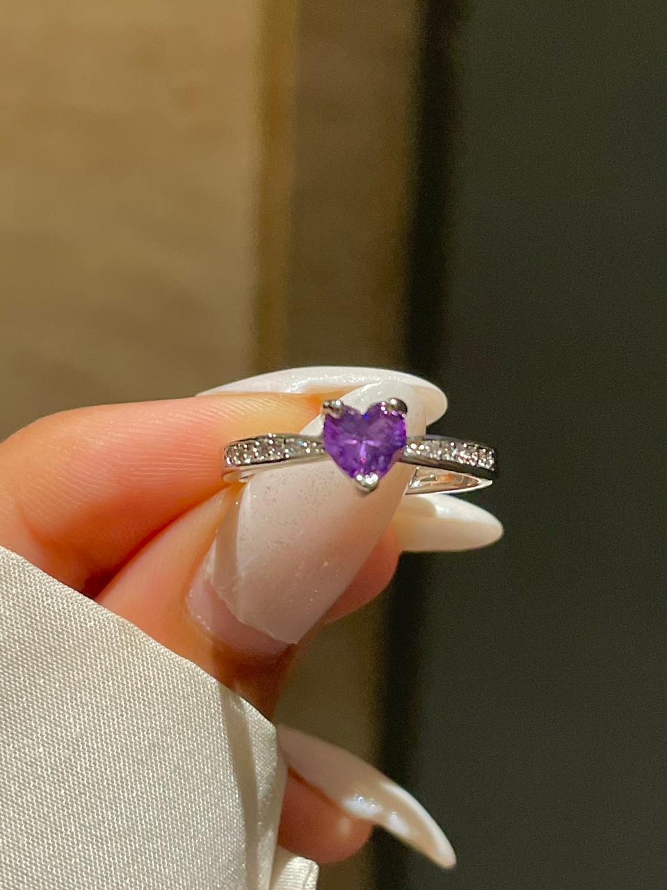 Lucy Heart Rings- purple - Image 2