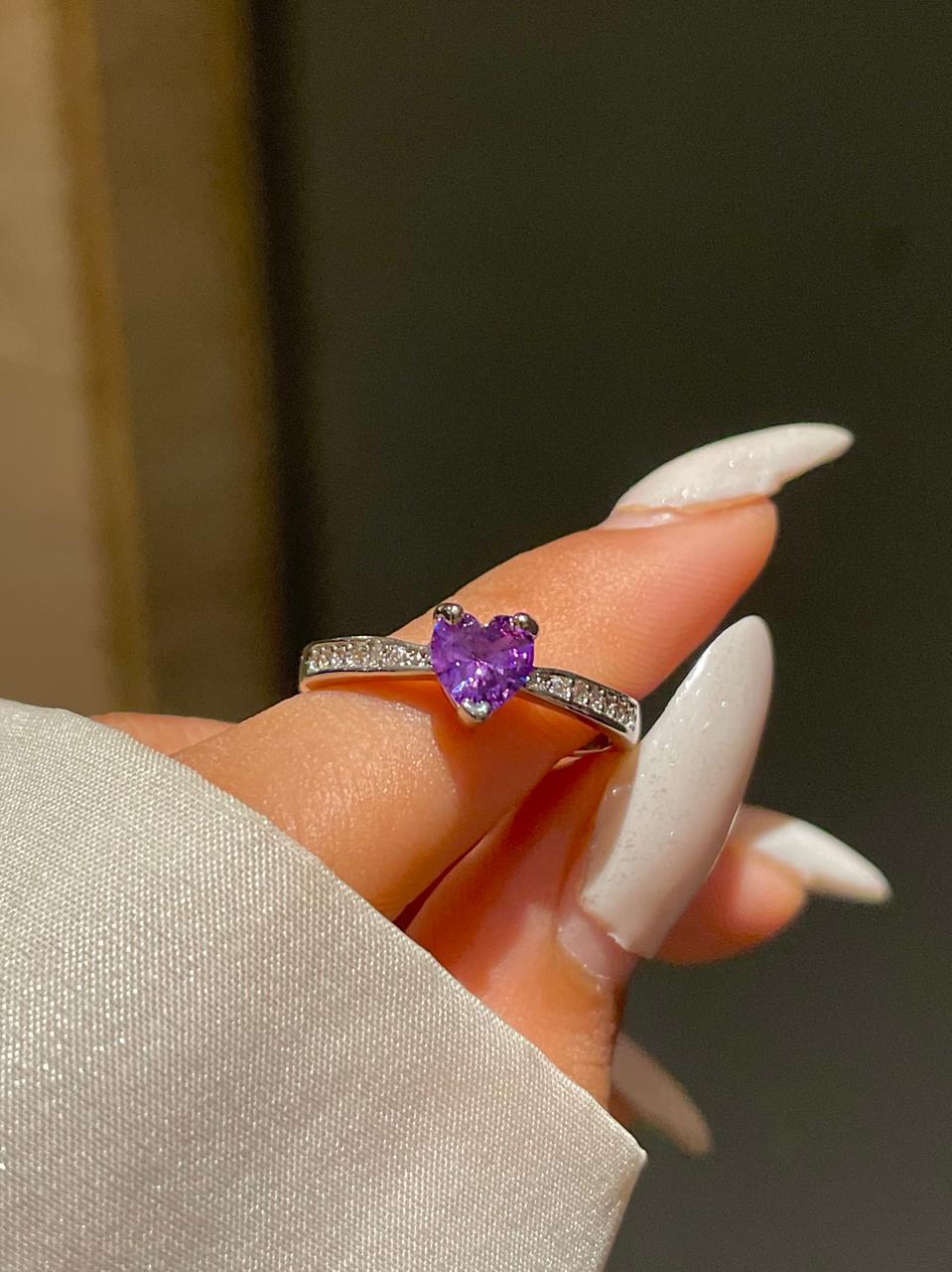 Lucy Heart Rings- purple - Image 3