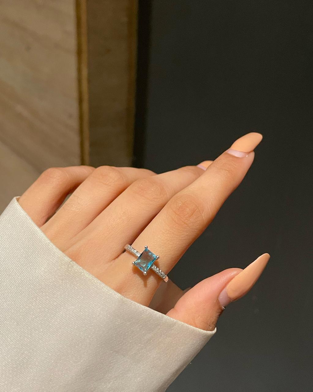 Luna Promise Ring- teal Blue - Image 2