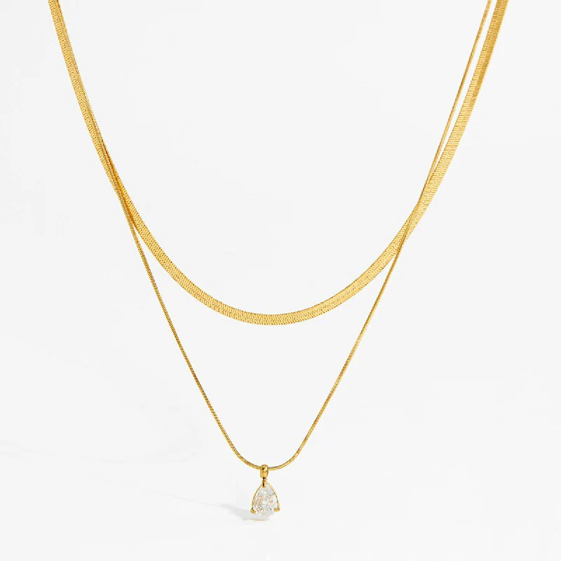 Lunelle Rhinestone Teardrop Necklace - Image 2