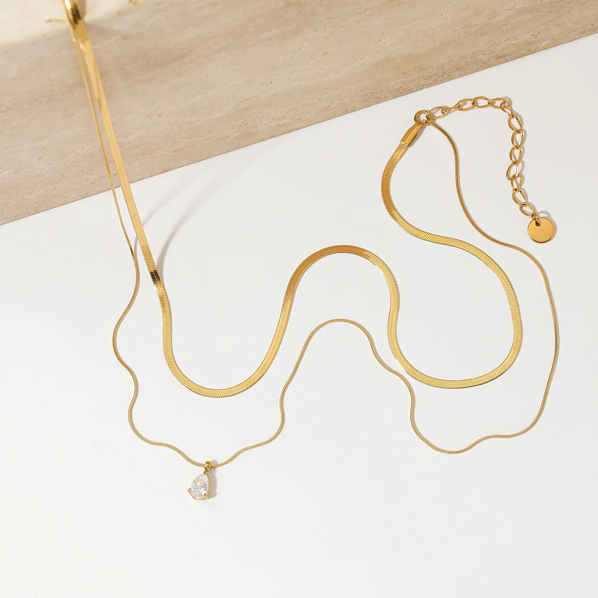 Lunelle Rhinestone Teardrop Necklace - Image 3