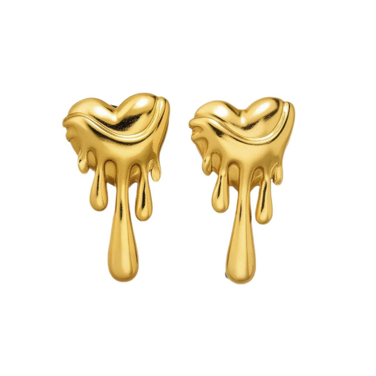 Lustrous Dripping Heart Earrings - Image 3