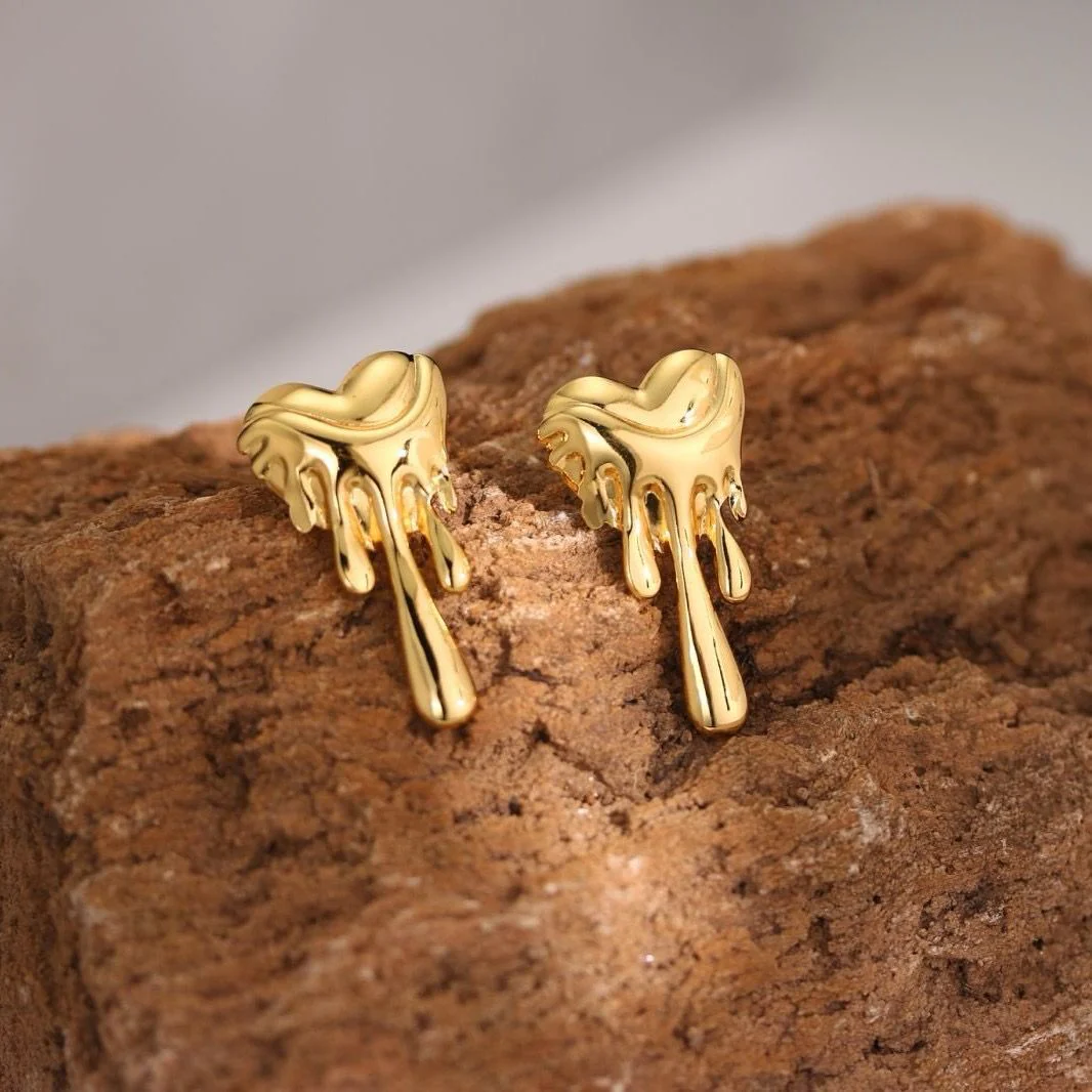 Lustrous Dripping Heart Earrings - Image 6