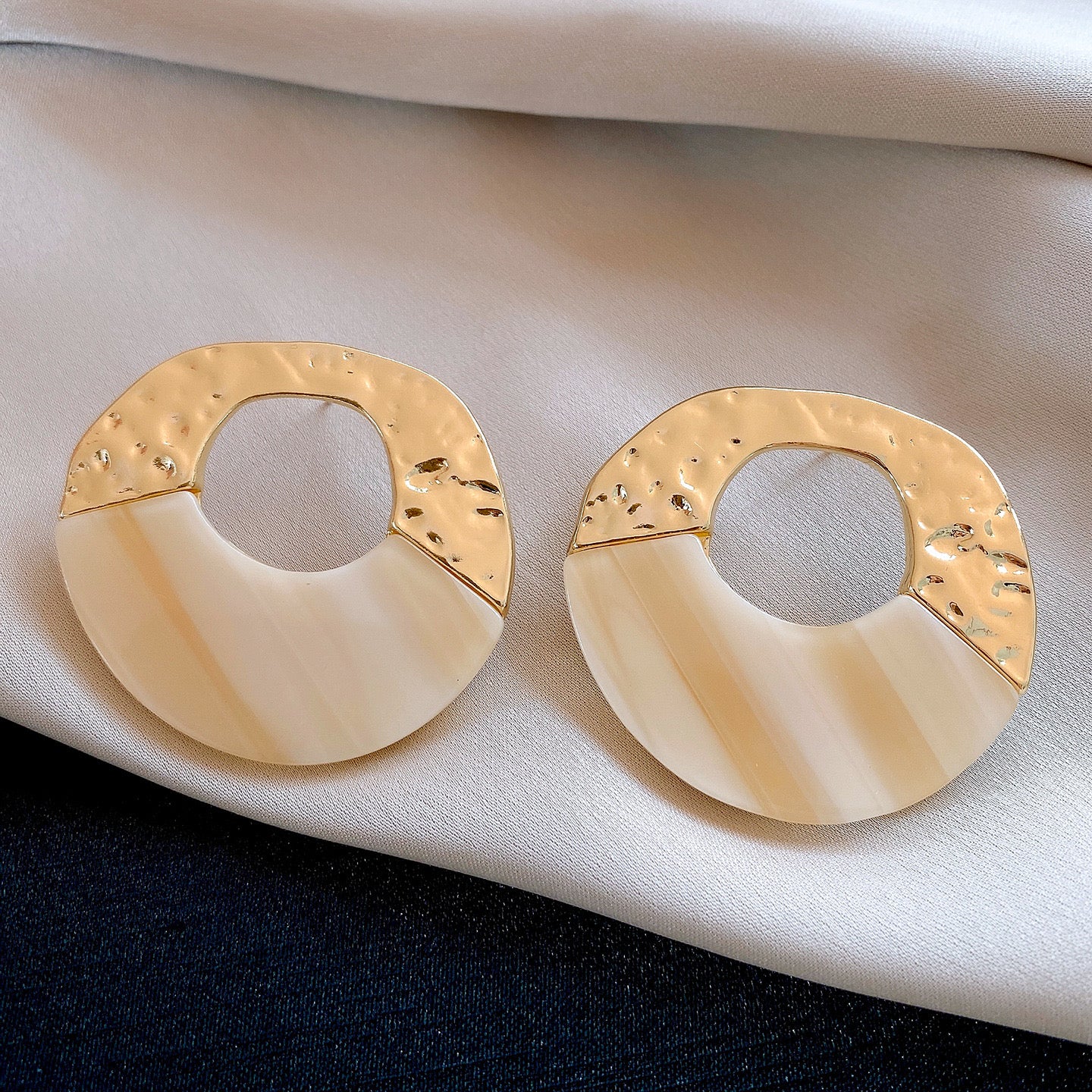 Lustrous Luxe Hammered Earrings - Image 3