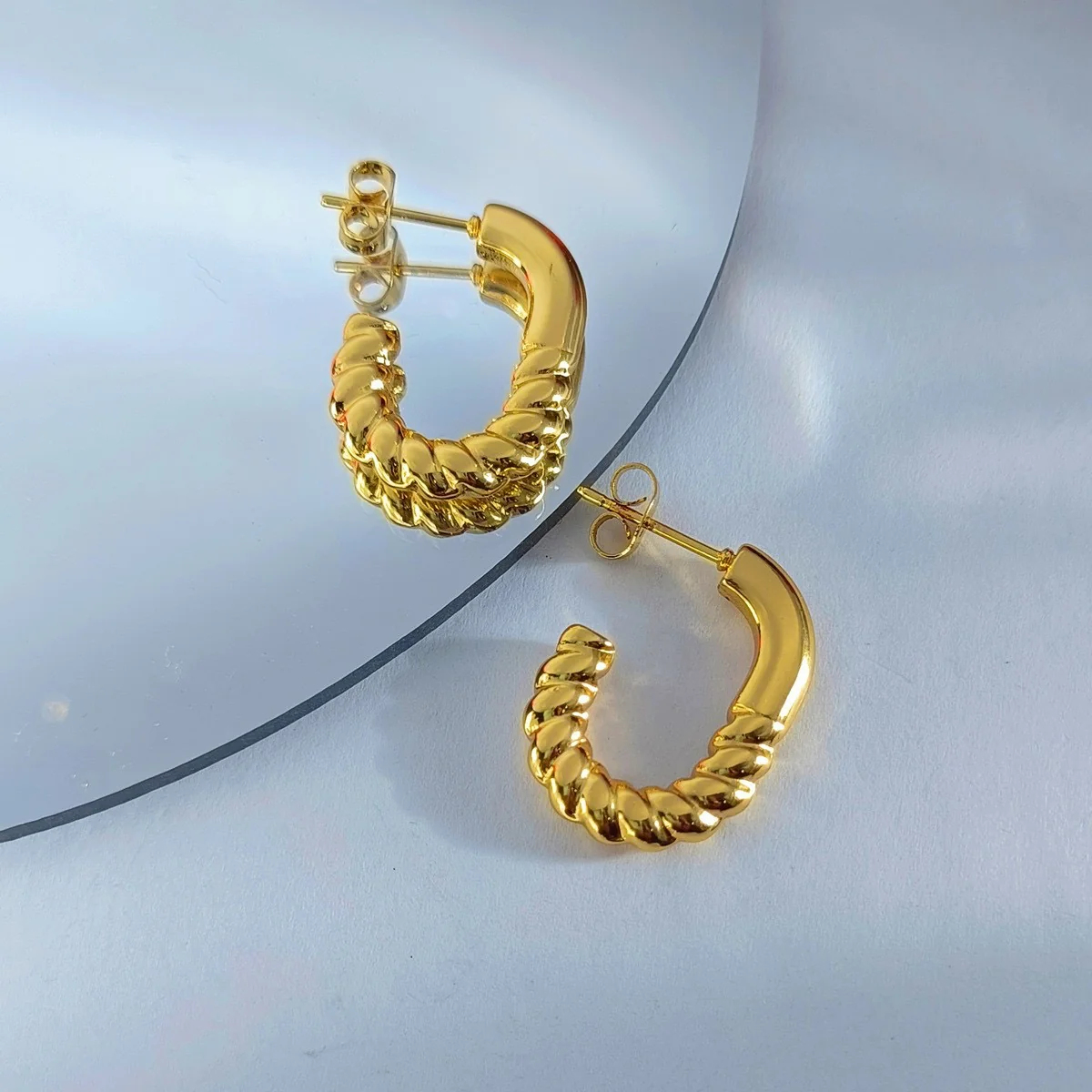 Lustrous Twist Gold Earrings - Image 3