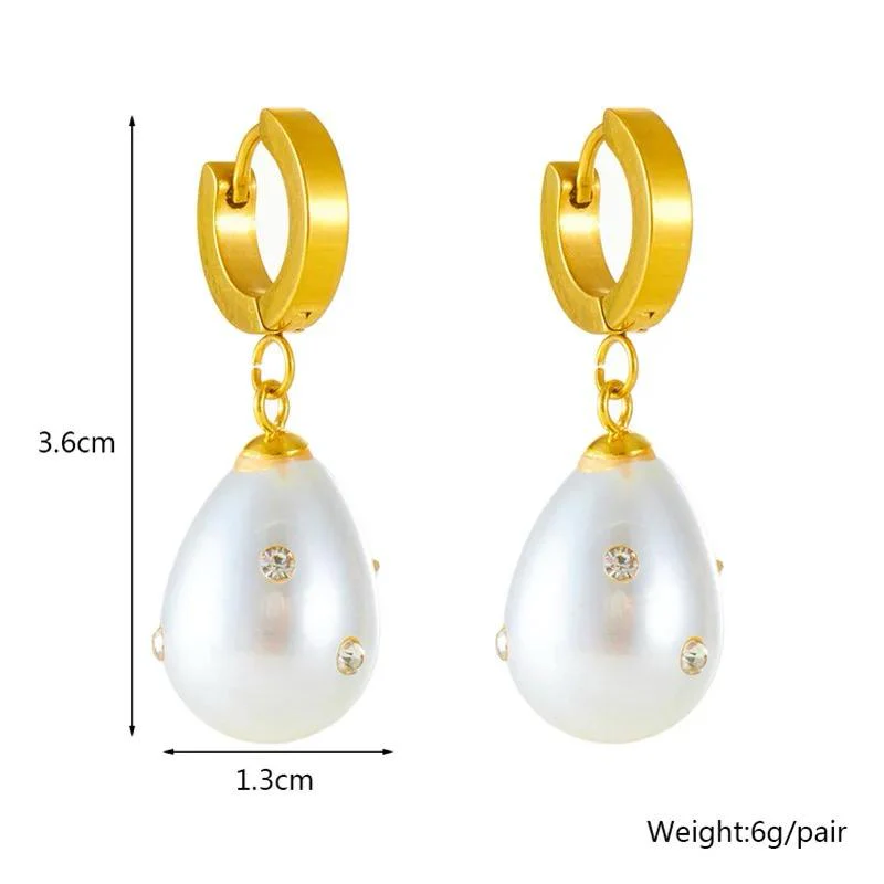 Luxe Pearl Drop Earrings (18k gold plated) - Image 3