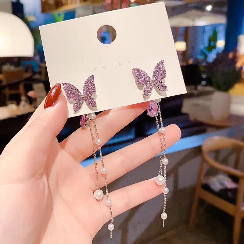 Luxury butterfly Earrings- lilac - Image 2