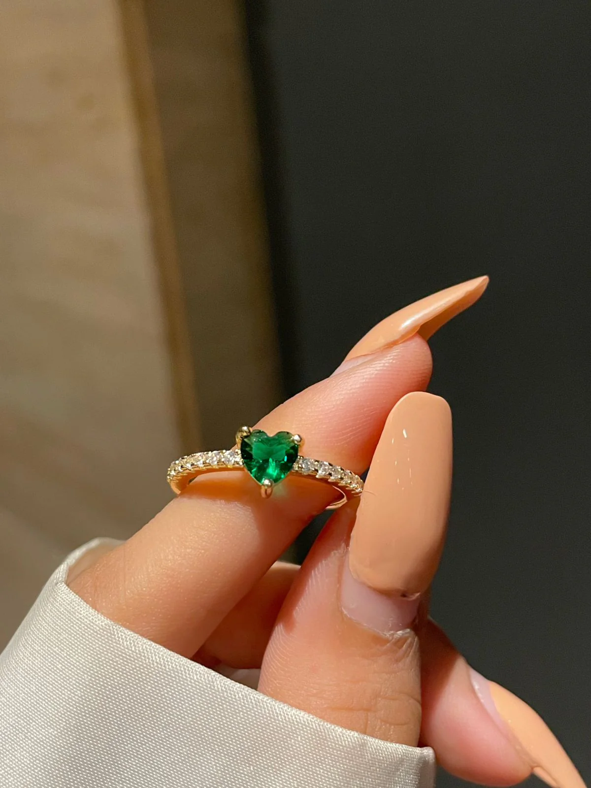 Magical Heart Ring- green golden - Image 2