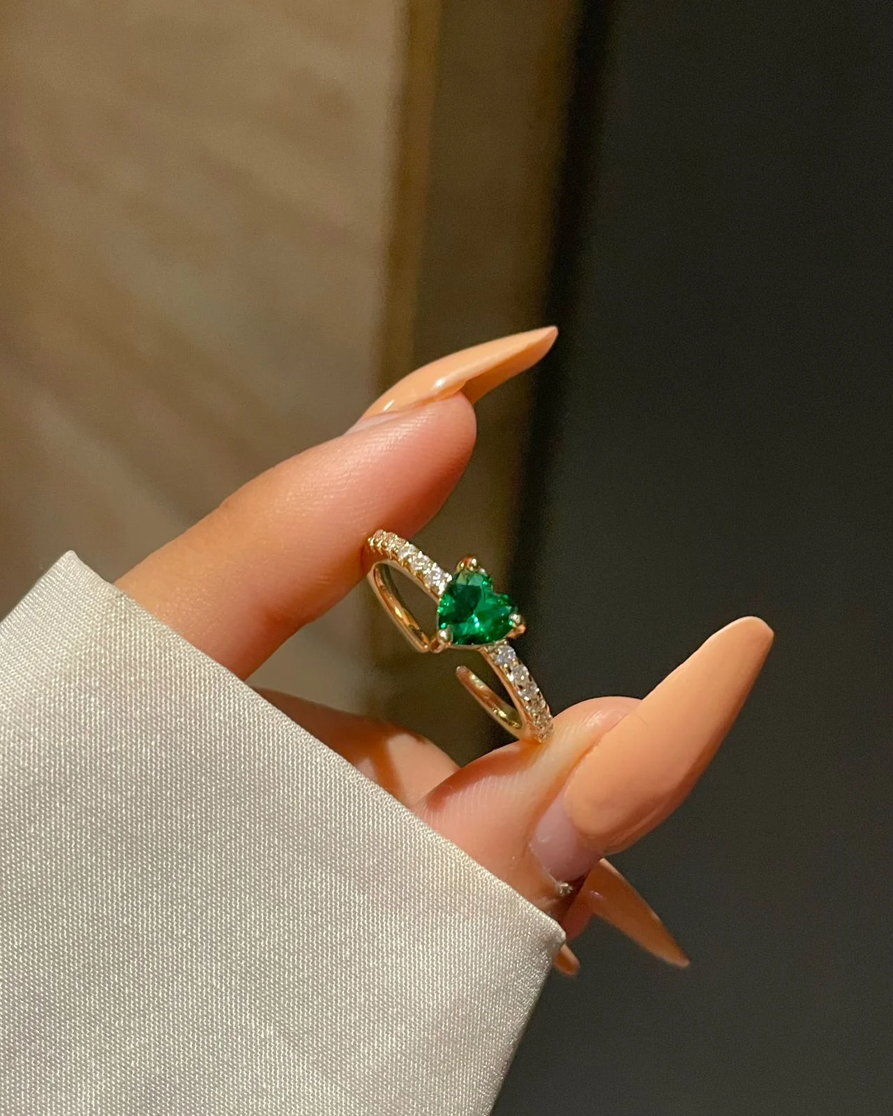 Magical Heart Ring- green golden - Image 3