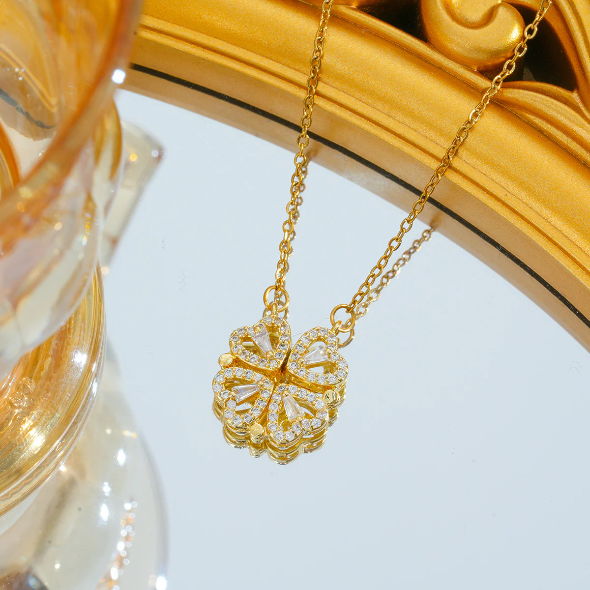 Magnetic 2 in 1 Clover Heart Necklace (stainless steel) - Image 4