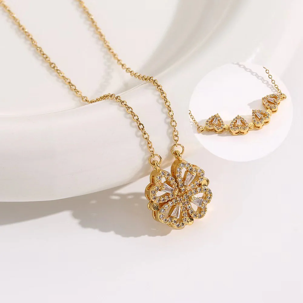 Magnetic 2 in 1 Clover Heart Necklace (stainless steel) - Image 5