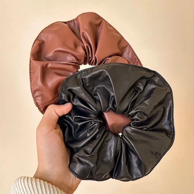 Maxine Leather Scrunchie - Image 3