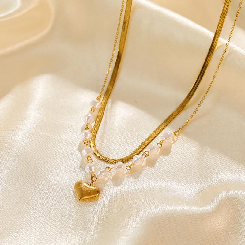 Melody Heart Pearly Layered Necklace - Image 5
