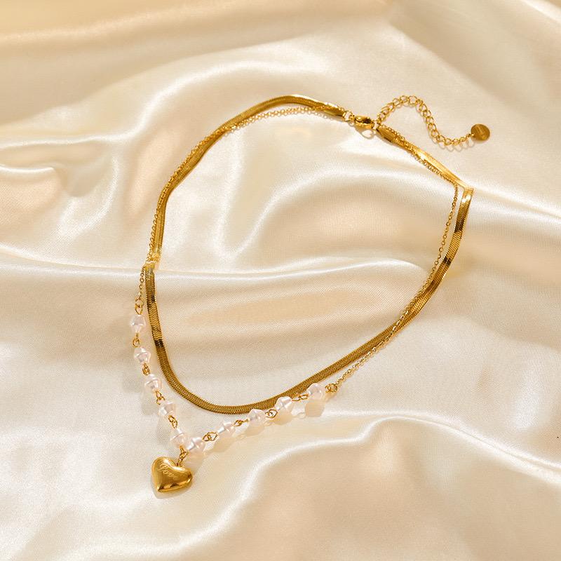 Melody Heart Pearly Layered Necklace - Image 6