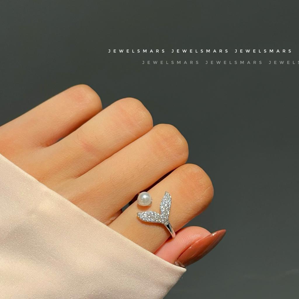 MERMAID &amp; PEARL ADJUSTABLE RING (anti tarnish)