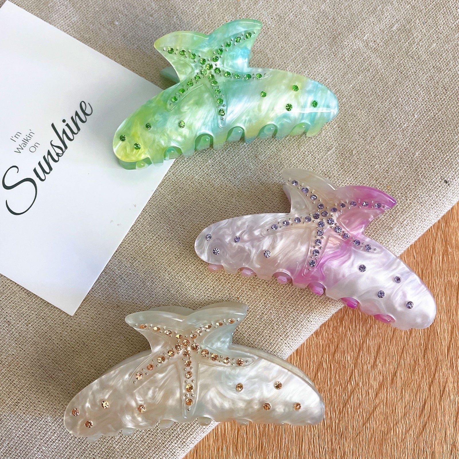 Mermaid-Dreamwave Rhinestone Claw Clip - Image 4