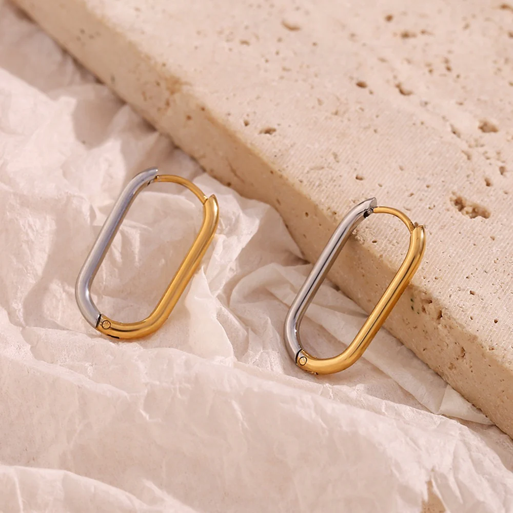 Metal Contrast Hoop Earrings - Image 2