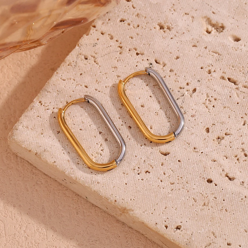 Metal Contrast Hoop Earrings - Image 3