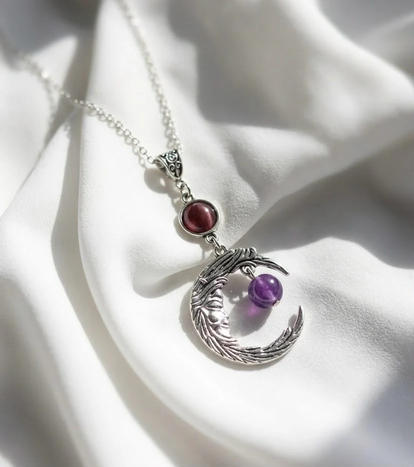 Midnight Aura Crescent Necklace