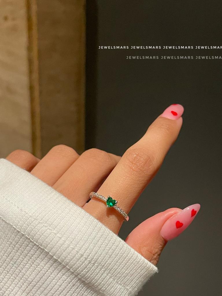 Mini Heart Ring- green - Image 2