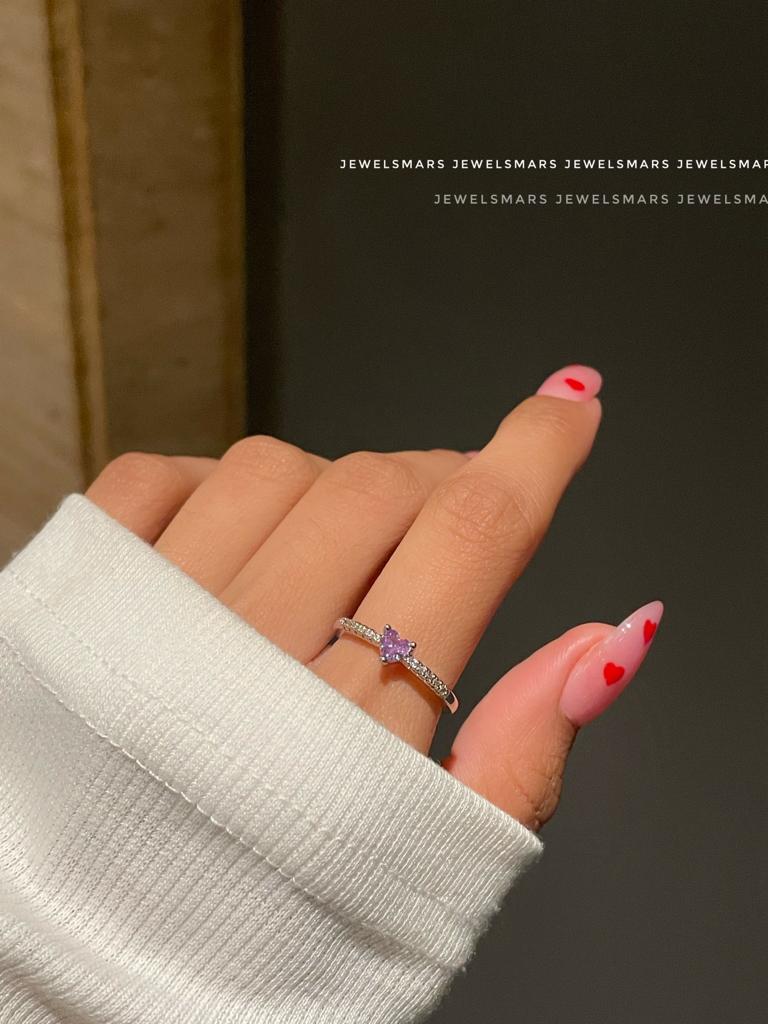 Mini Heart Ring- purple - Image 2