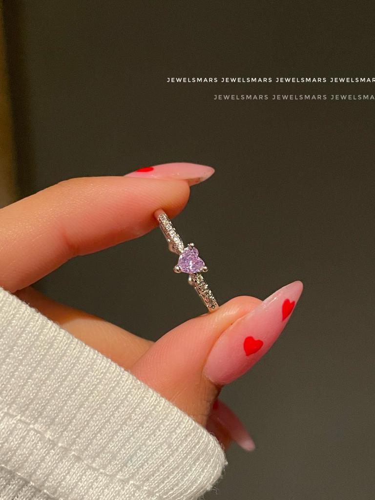 Mini Heart Ring- purple - Image 3
