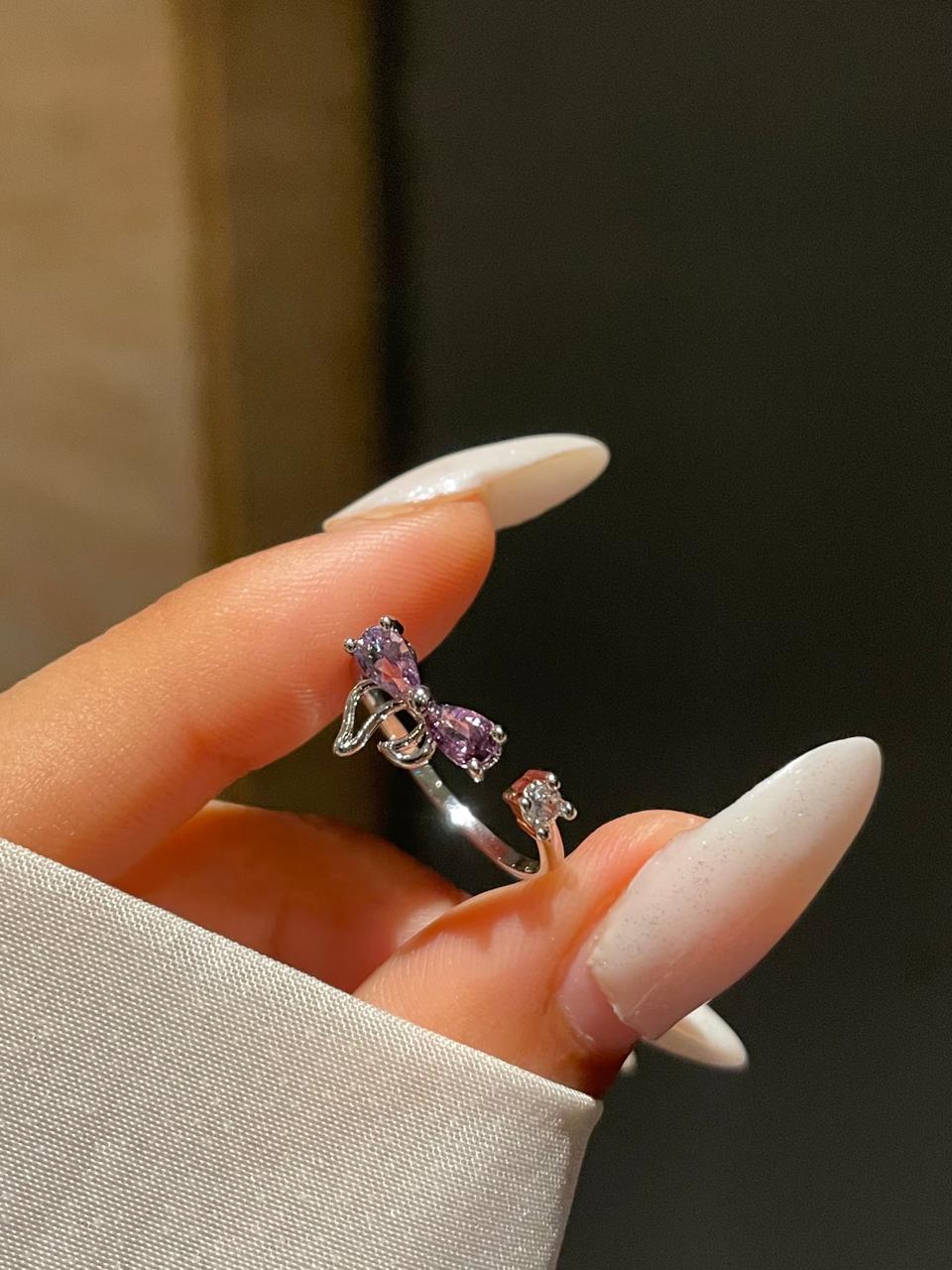 Minimal Bow Ring- purple - Image 3