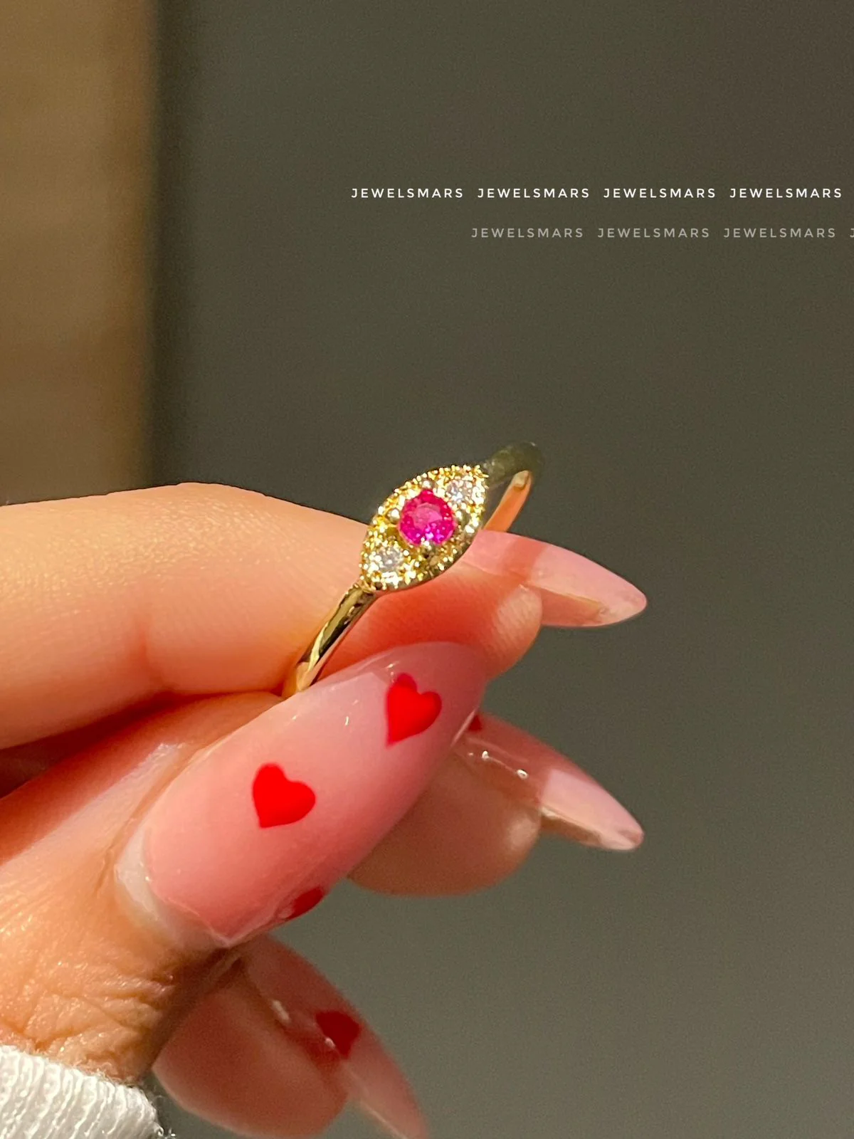 Minimal Eye ring- Ruby - Image 2