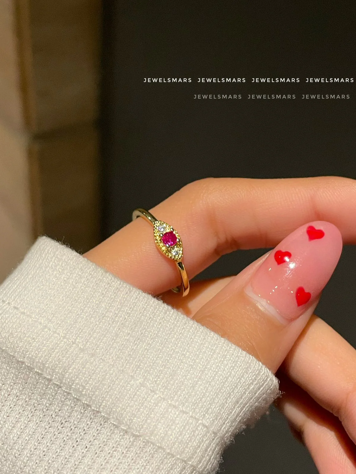 Minimal Eye ring- Ruby - Image 3