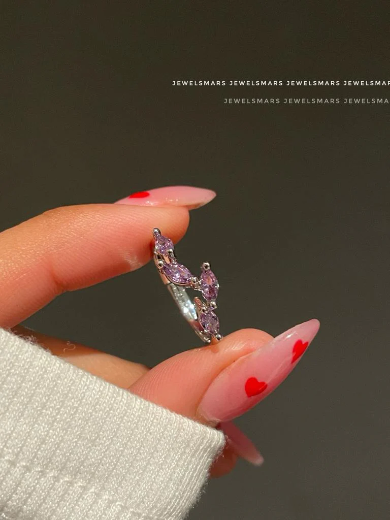 Minimal Leaf Ring – purple - Image 2